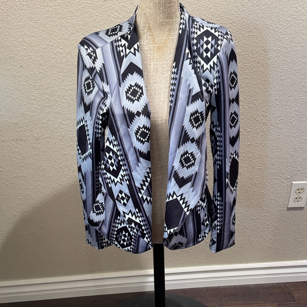 Crazy Train Black and White Geometric Blazer